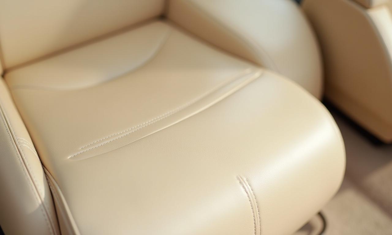 Sedile in pelle beige pulito con finitura opaca naturale